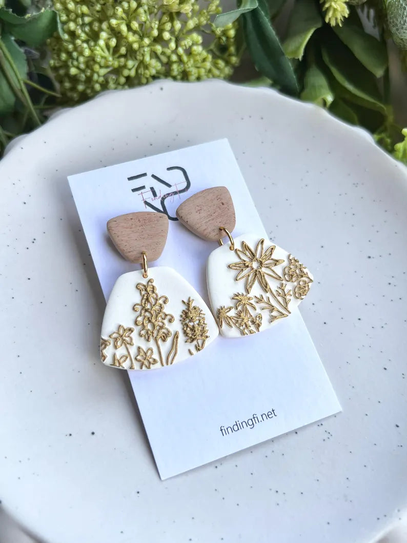 ISLA Australian Native floral texture detail statement earrings