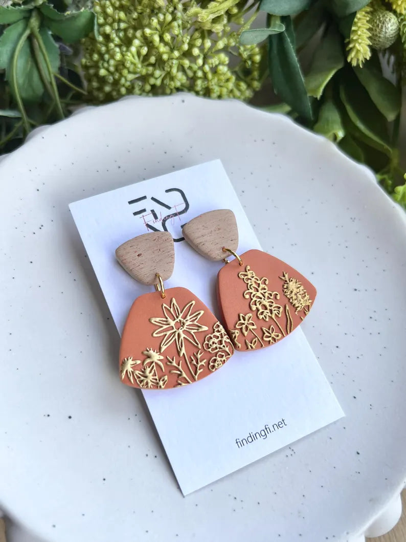 ISLA Australian Native floral texture detail statement earrings