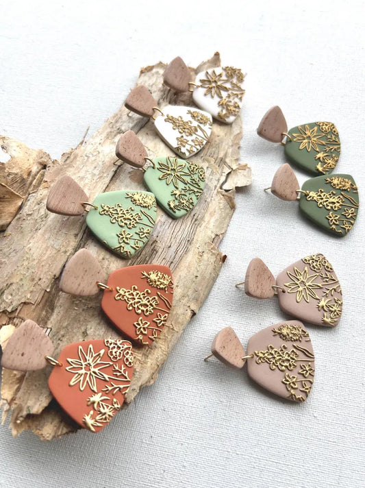 ISLA Australian Native floral texture detail statement earrings