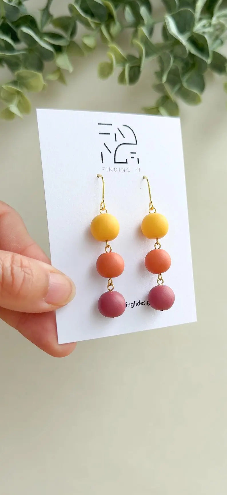 Ombre Coloured Polymer Clay Bead Earrings