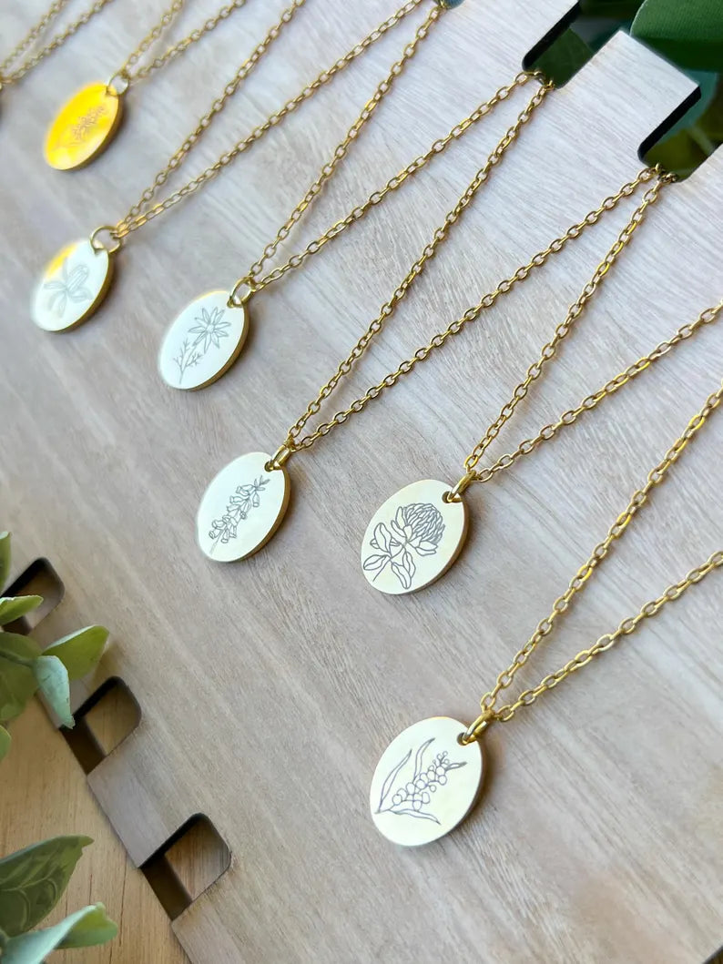 Australian Native Flora Birth Month Necklace